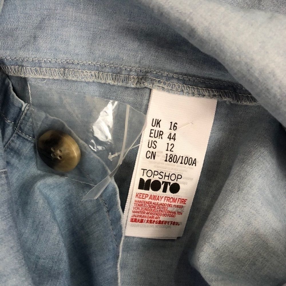 Topshop Moto Horn Button Denim Dress 12 - Picture 7 of 8